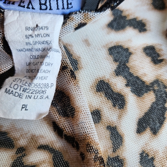 ASHLEY BLUE Women's Cover Up 3/4 Sleeve Open Front Animal Print Petite Mesh PL - Picture 9 of 12